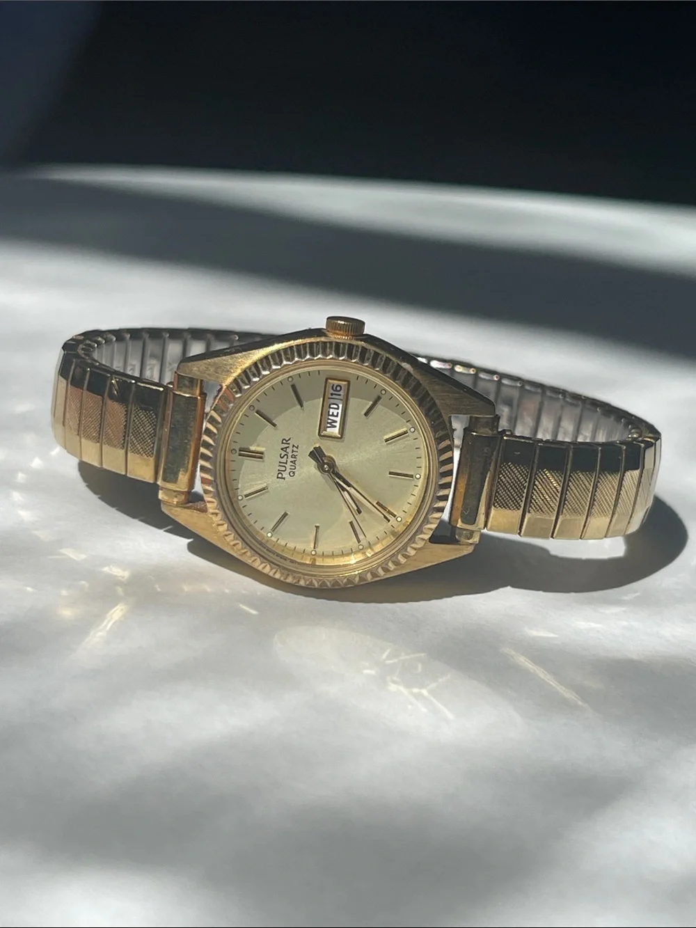Pulsar Gold Tone Ladies Watch with Day-Date Window
